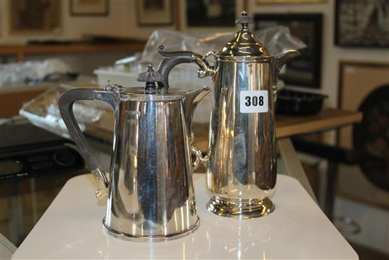 Silver cream jug and 2 hot water jugs